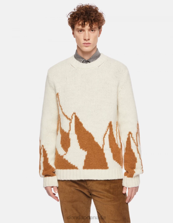 DONDUP Men Crew-Neck Alpaca Jumper XF8V873 Apparel Alabastro