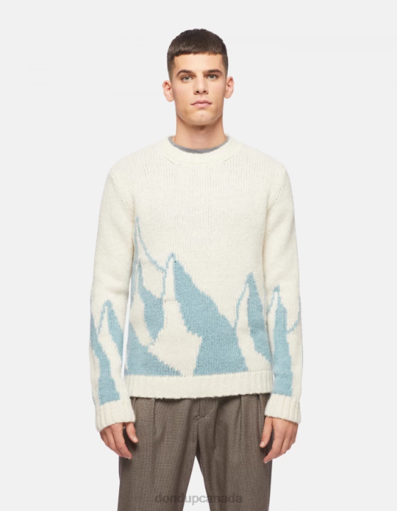 DONDUP Men Crew-Neck Alpaca Jumper XF8V874 Apparel Light Blue