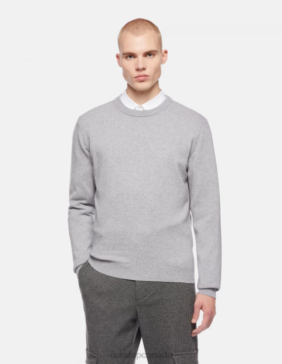 DONDUP Men Crew-Neck Cashmere And Silk Jumper XF8V871 Apparel Light Grey