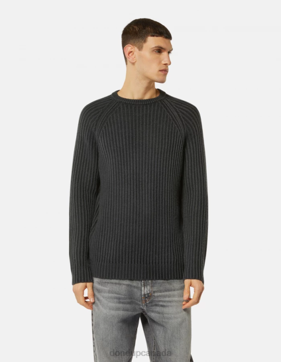 DONDUP Men Crew-Neck Wool Jumper XF8V885 Apparel Black