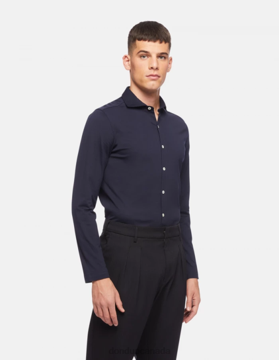 DONDUP Men Regular-Fit Jersey Shirt XF8V850 Apparel Navy Blue