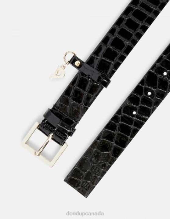 DONDUP Women Crocodile-Print Effect Leather Belt XF8V477 Accessories Black