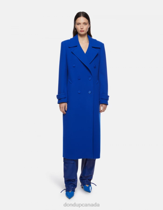 DONDUP Women Double-Breasted Cloth Coat XF8V354 Apparel Royal Blue