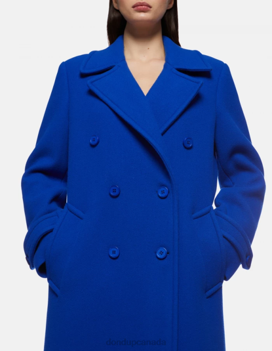 DONDUP Women Double-Breasted Cloth Coat XF8V354 Apparel Royal Blue