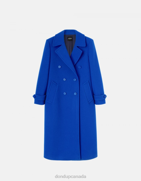 DONDUP Women Double-Breasted Cloth Coat XF8V354 Apparel Royal Blue