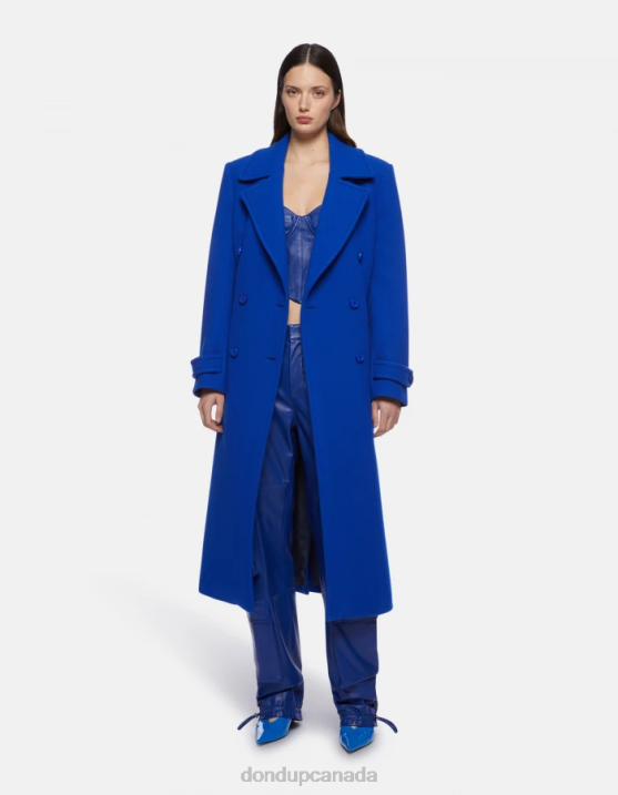 DONDUP Women Double-Breasted Cloth Coat XF8V354 Apparel Royal Blue