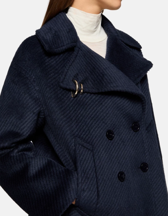 DONDUP Women Double-Breasted Cloth Peacoat XF8V340 Apparel Navy Blue