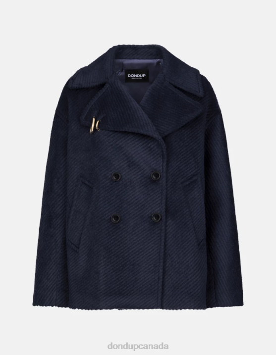 DONDUP Women Double-Breasted Cloth Peacoat XF8V340 Apparel Navy Blue