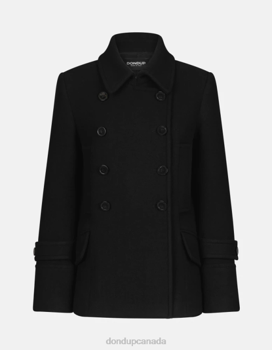 DONDUP Women Double-Breasted Cloth Peacoat XF8V351 Apparel Black