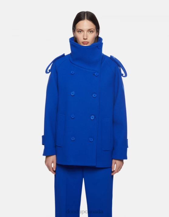 DONDUP Women Double-Breasted Cloth Peacoat XF8V355 Apparel Royal Blue