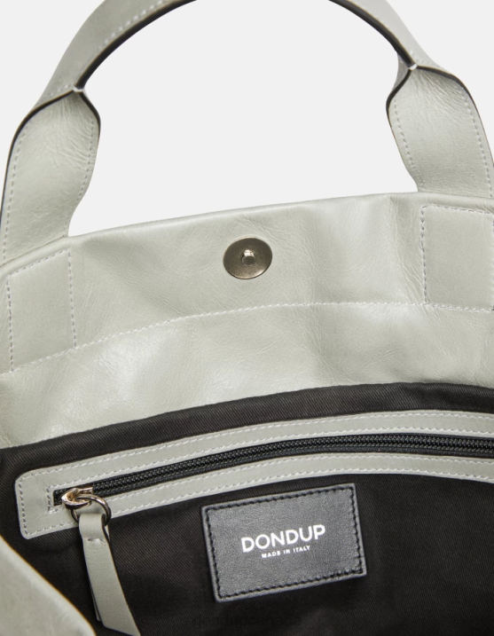 DONDUP Women Glossy Leather Shopper XF8V496 Accessories Light Grey