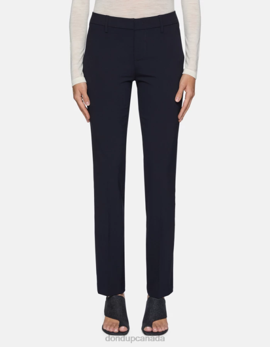 DONDUP Women Kasya Regular-Fit Wool Trousers XF8V142 Apparel Navy Blue