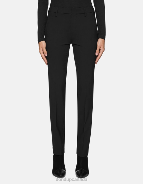 DONDUP Women Kasya Regular-Fit Wool Trousers XF8V143 Apparel Black