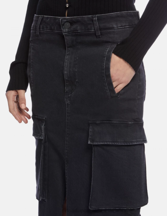 DONDUP Women Long Stretch Denim Skirt XF8V396 Apparel Black