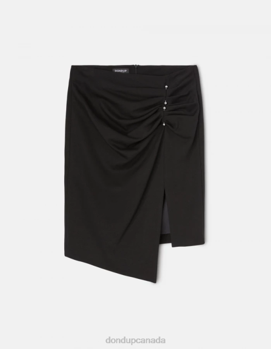 DONDUP Women Midi Jersey Skirt XF8V402 Apparel Black