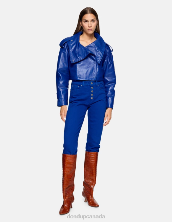 DONDUP Women Oversized Nappa Leather Jacket XF8V348 Apparel Royal Blue