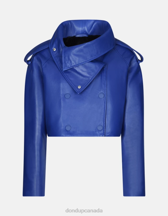 DONDUP Women Oversized Nappa Leather Jacket XF8V348 Apparel Royal Blue