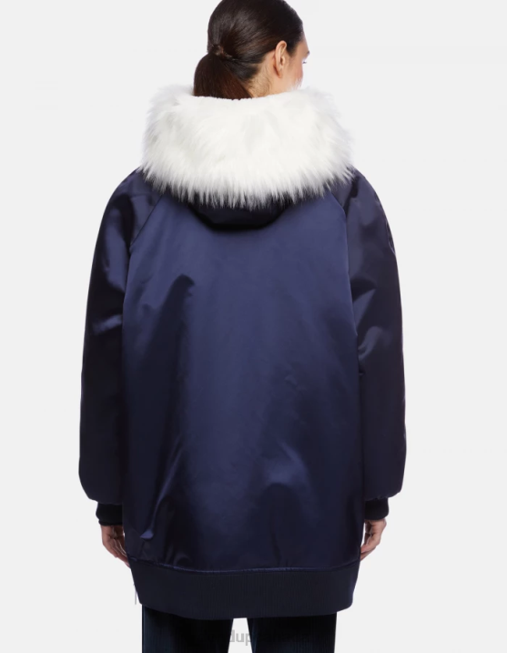 DONDUP Women Oversized Satin Parka XF8V349 Apparel Navy Blue