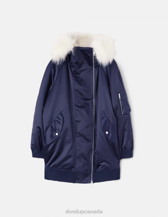 DONDUP Women Oversized Satin Parka XF8V349 Apparel Navy Blue