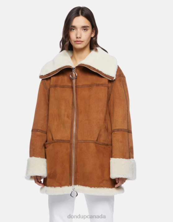 DONDUP Women Oversized Shearling Coat XF8V360 Apparel Noce