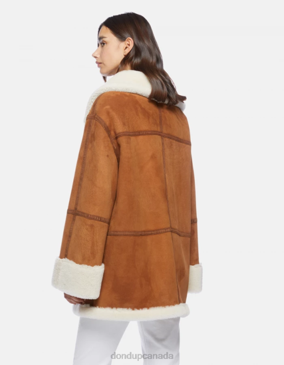 DONDUP Women Oversized Shearling Coat XF8V360 Apparel Noce