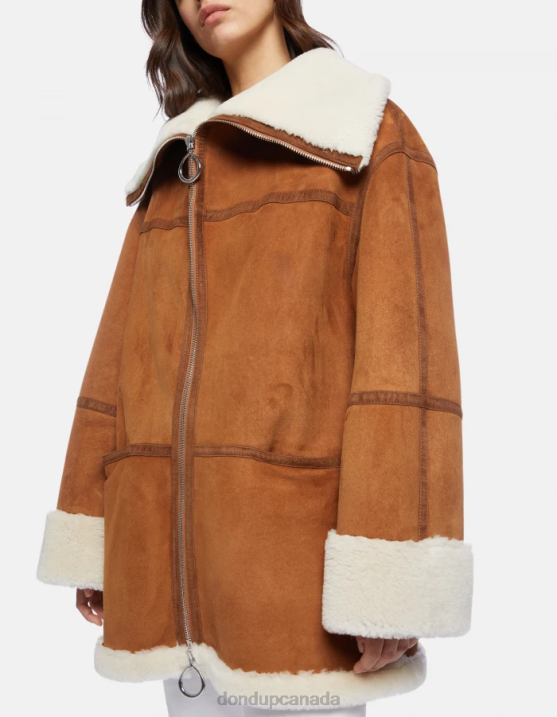 DONDUP Women Oversized Shearling Coat XF8V360 Apparel Noce