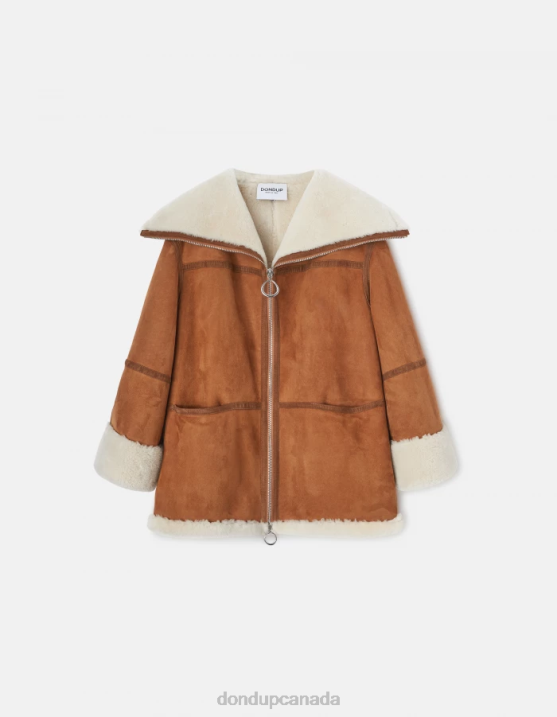 DONDUP Women Oversized Shearling Coat XF8V360 Apparel Noce