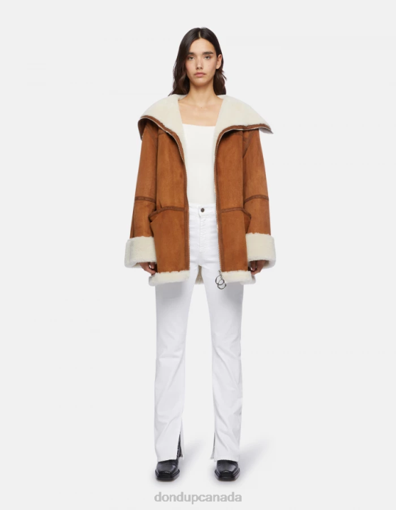 DONDUP Women Oversized Shearling Coat XF8V360 Apparel Noce