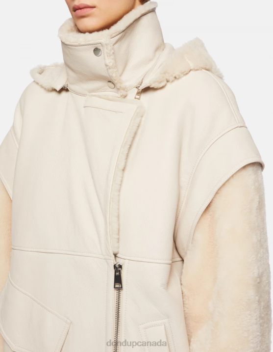 DONDUP Women Oversized Shearling Coat XF8V362 Apparel Burro