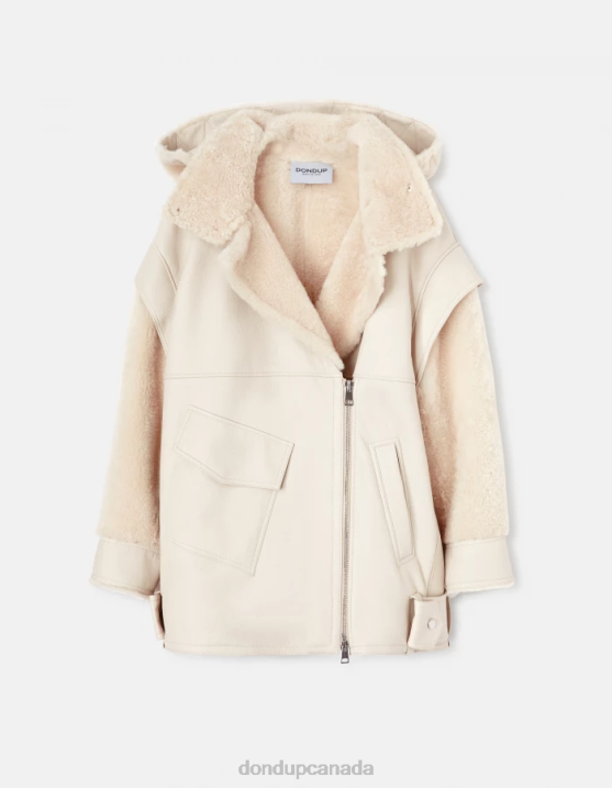 DONDUP Women Oversized Shearling Coat XF8V362 Apparel Burro