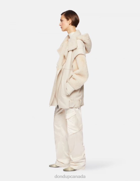 DONDUP Women Oversized Shearling Coat XF8V362 Apparel Burro