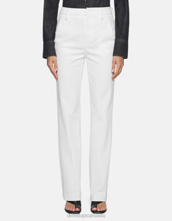 DONDUP Women Patty Regular-Fit Cotton Trousers XF8V150 Apparel White