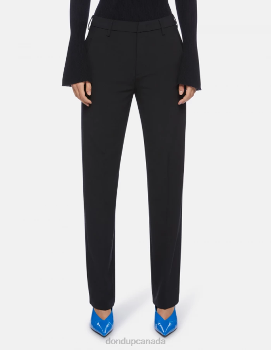 DONDUP Women Patty Regular-Fit Wool Trousers XF8V196 Apparel Black