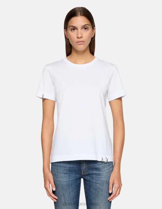 DONDUP Women Regular-Fit Jersey T-Shirt XF8V410 Apparel White