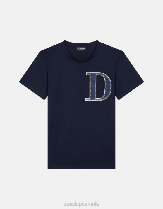 DONDUP Women Regular-Fit Jersey T-Shirt XF8V416 Apparel Navy Blue