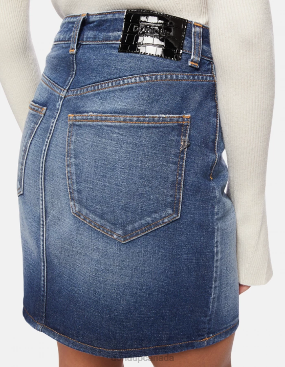 DONDUP Women Short Rigid Denim Skirt XF8V404 Apparel Blue