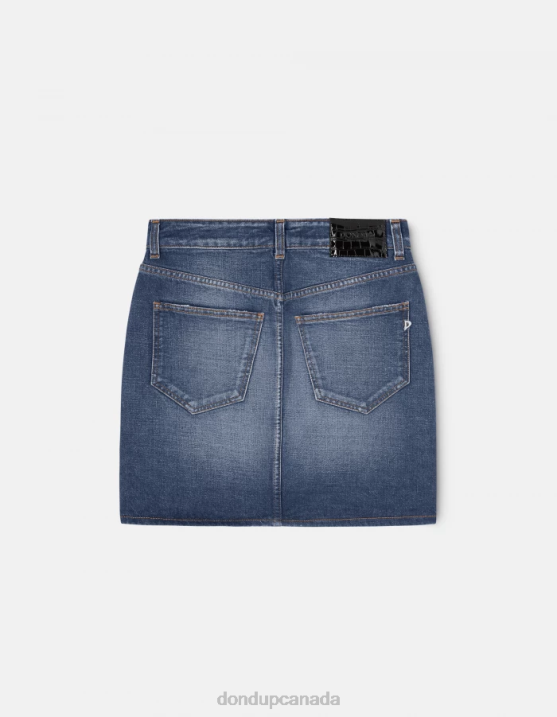 DONDUP Women Short Rigid Denim Skirt XF8V404 Apparel Blue