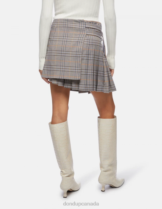 DONDUP Women Short Skirt in Prince Of Wales Check XF8V409 Apparel Blue