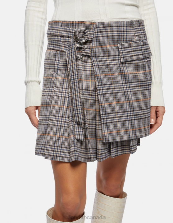 DONDUP Women Short Skirt in Prince Of Wales Check XF8V409 Apparel Blue