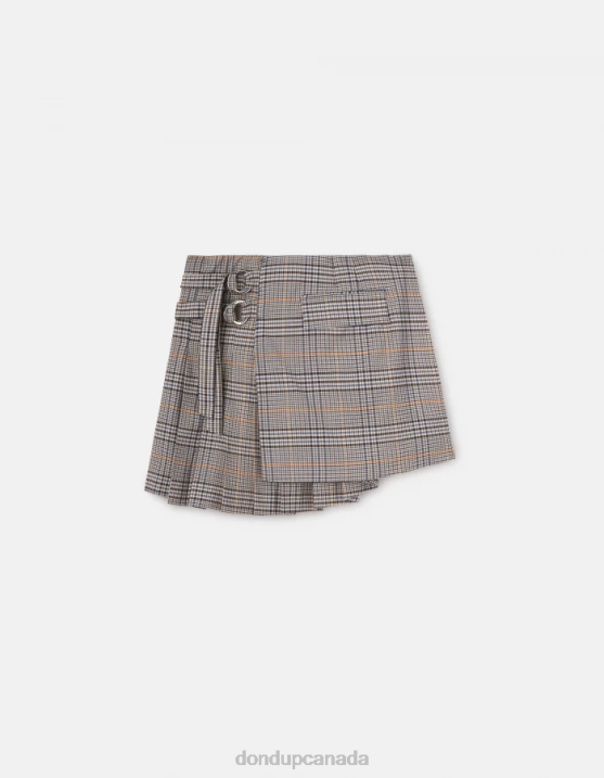 DONDUP Women Short Skirt in Prince Of Wales Check XF8V409 Apparel Blue