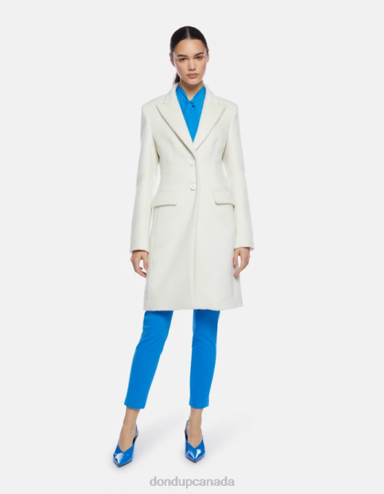 DONDUP Women Single-Breasted Cloth Coat XF8V356 Apparel Alabastro