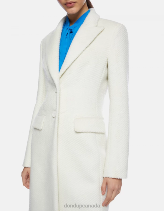 DONDUP Women Single-Breasted Cloth Coat XF8V356 Apparel Alabastro