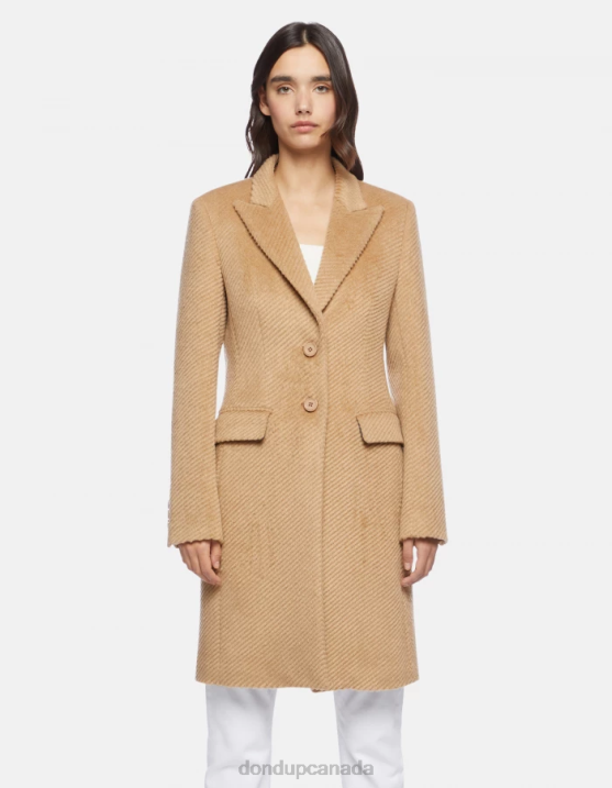 DONDUP Women Single-Breasted Cloth Coat XF8V357 Apparel Cinnamon