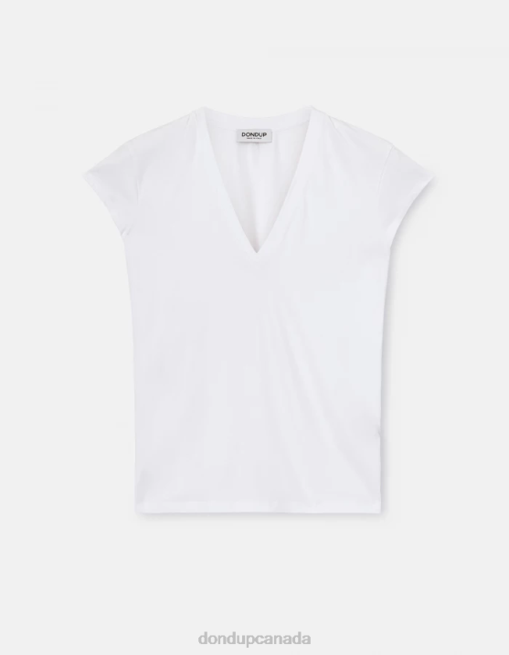 DONDUP Women Slim-Fit Jersey T-Shirt XF8V421 Apparel White