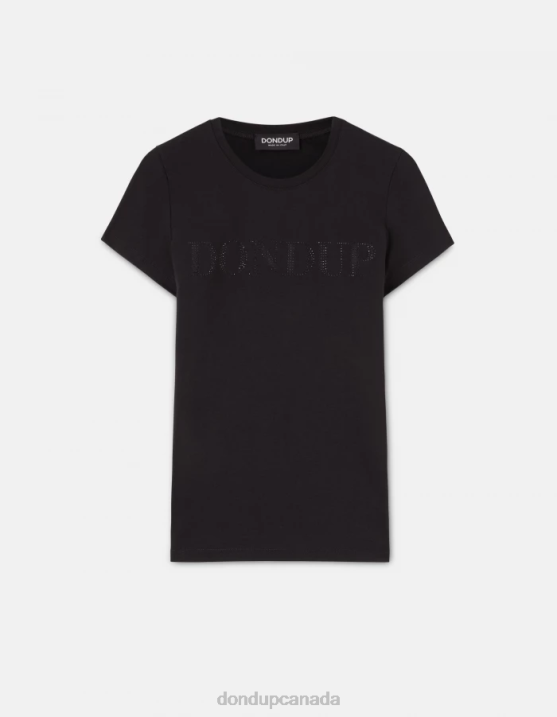 DONDUP Women Slim-Fit Jersey T-Shirt XF8V439 Apparel Black