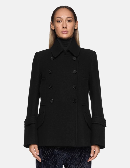 DONDUP Women Double-Breasted Cloth Peacoat XF8V351 Apparel Black