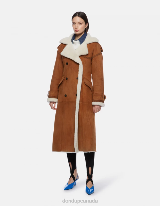 DONDUP Women Loose-Fit Shearling Coat XF8V352 Apparel Noce