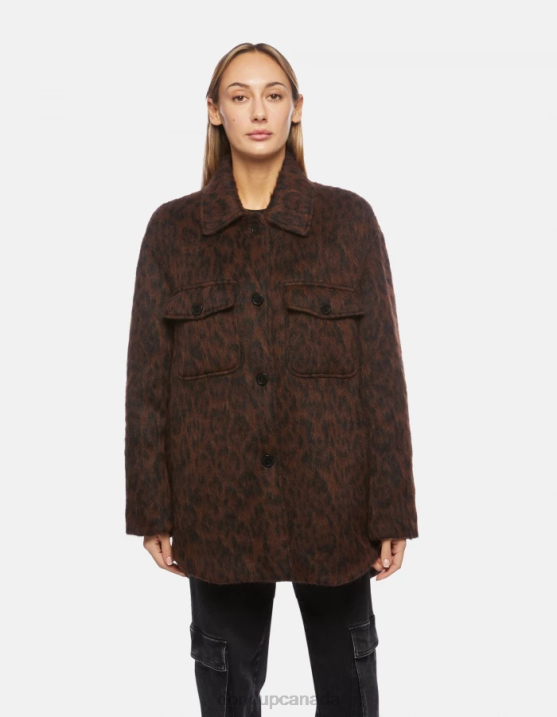 DONDUP Women Single-Breasted Eco-Fur Overshirt XF8V367 Apparel Cioccolato