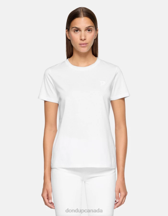 DONDUP Women Regular-Fit Jersey T-Shirt XF8V412 Apparel White