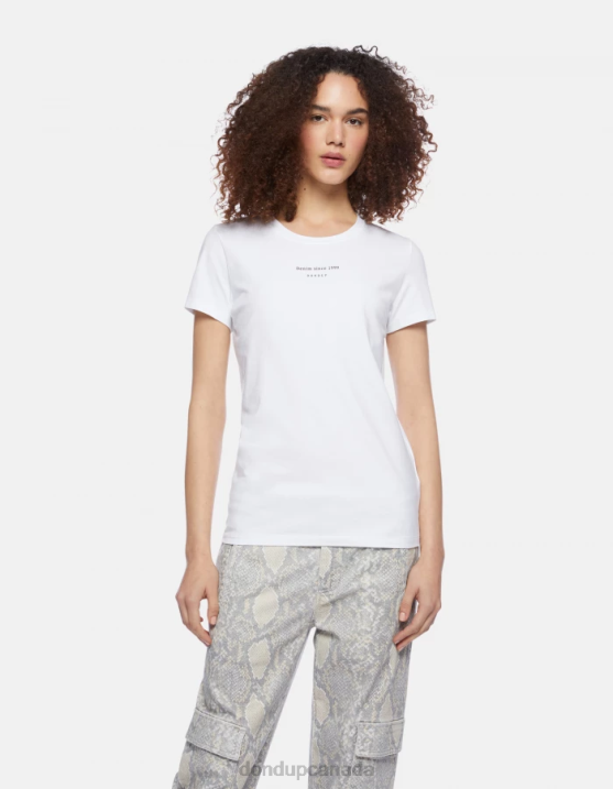 DONDUP Women Slim-Fit Jersey T-Shirt XF8V419 Apparel White